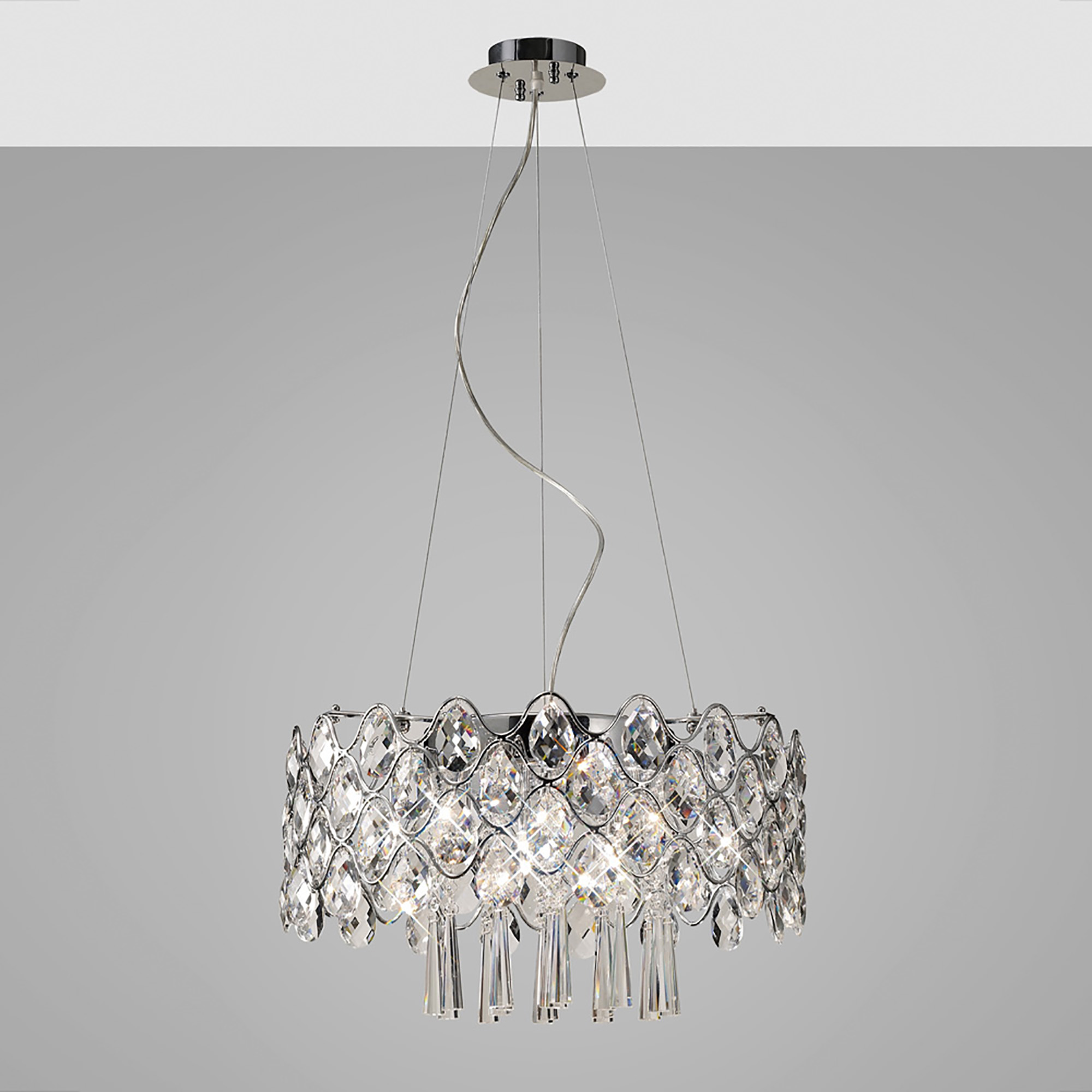 Kenzie Crystal Ceiling Lights Diyas Ringed & Square Crystal Fittings Kenzie Crystal Ceiling Lights Diyas Ringed & Square Crystal Fittings